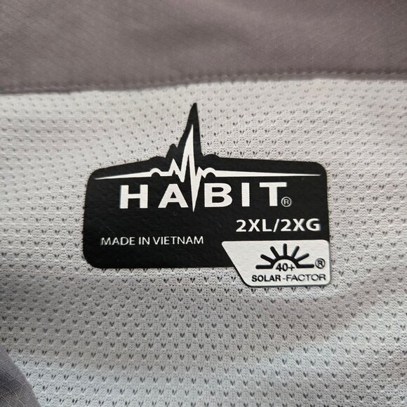 Habit Mens Solar Factor Long Sleeve Fishing Hiking Shirt Vented Grey Brown 2XL - Picture 12 of 14